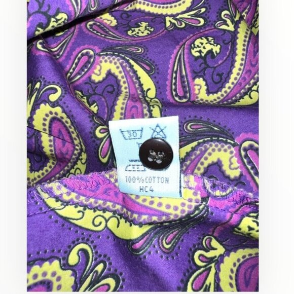 Designer Hawes & Curtis London Purple Paisley print collar Button Down blouse 2 - Picture 4 of 6